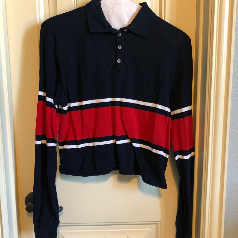 Brandy Melville Cropped Long Sleeve Polo